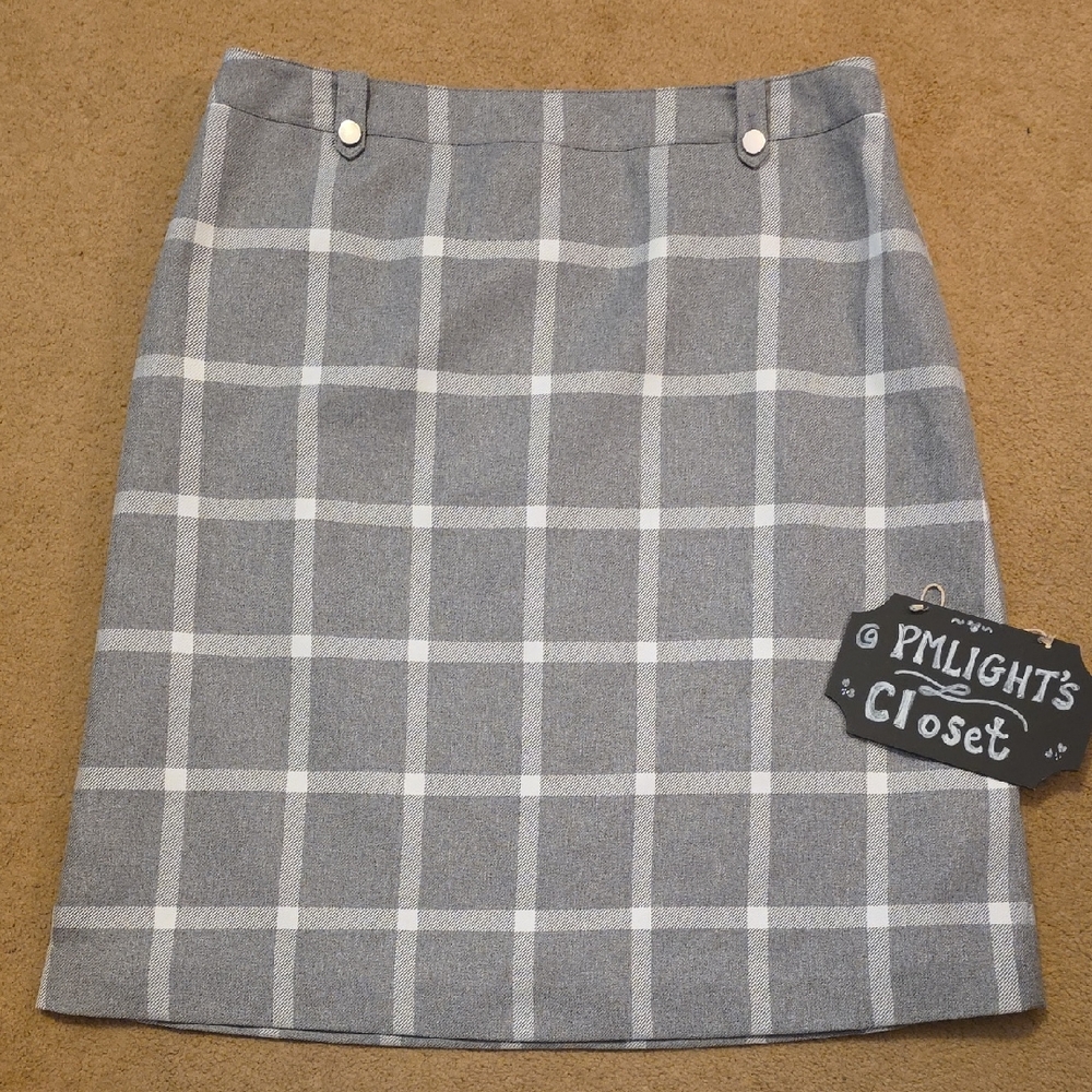 Gray White Plaid Women's Skirt 14